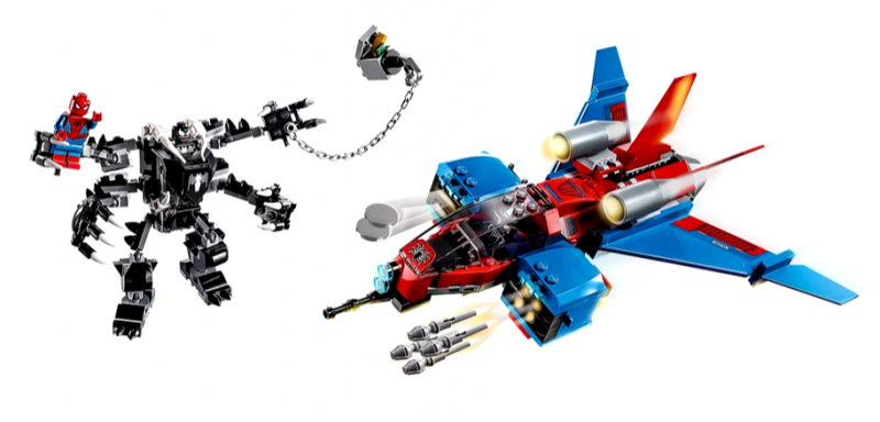 Lego Marvel Spider-Man  Pajęczy odrzutowiec kontra mech Venoma
